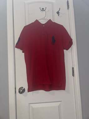 2000s Polo Ralph Lauren red polo shirt, big polo logo,l